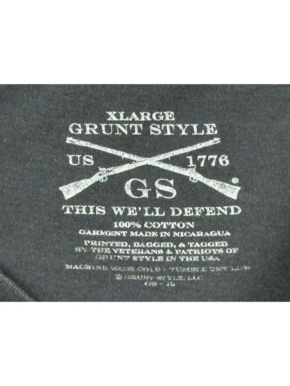 Grunt Style Black Teal Rifle Flag Graphic T Shirt 2nd Amendment USA Sz Youth XL